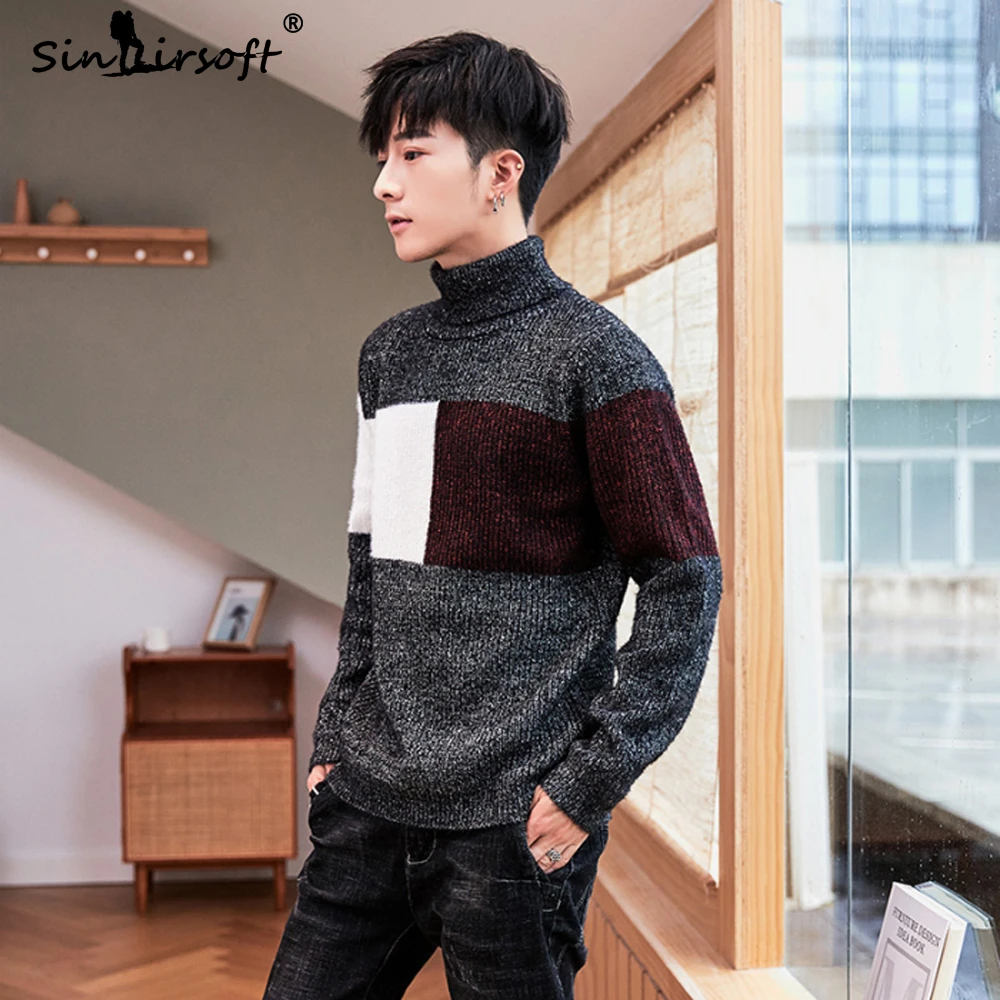 Мужской Повседневный свитер с длинными рукавами водолазка пуловеры для мужчин