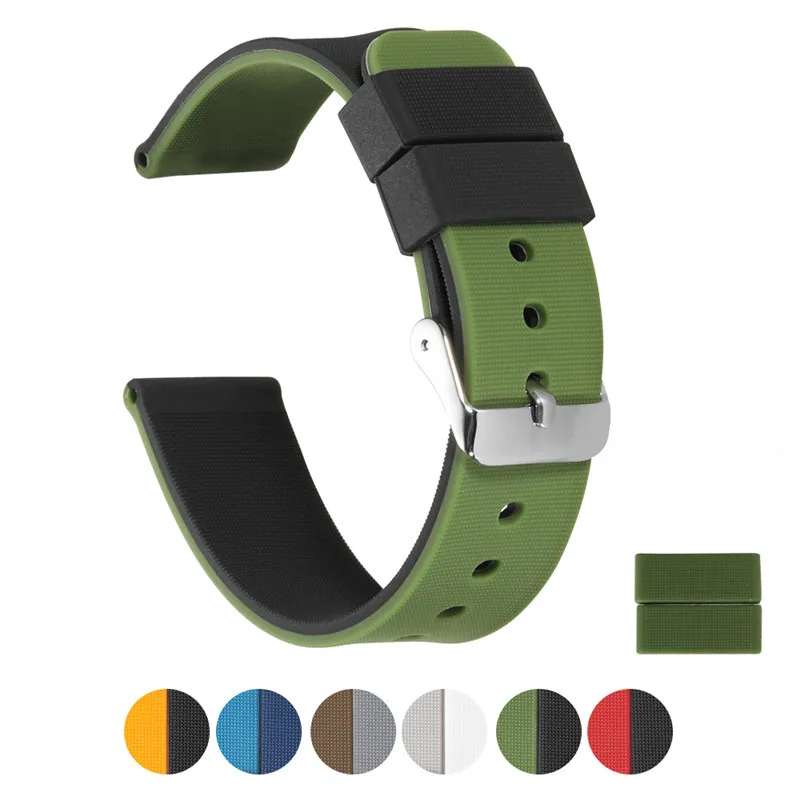 Black - Army Green Ремешок iStrap gear S3 Frontier для samsung Galaxy watch 46 мм 42 мм ремешок 22 мм 20 мм силиконовый ремешок для часов браслет huawei watch GT - Цвет ремешка: Black - Army Green