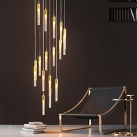 new staircase chandelier lighting crystal hanglamp living room simple creative spiral luxury long chandelier villa indoor lamp