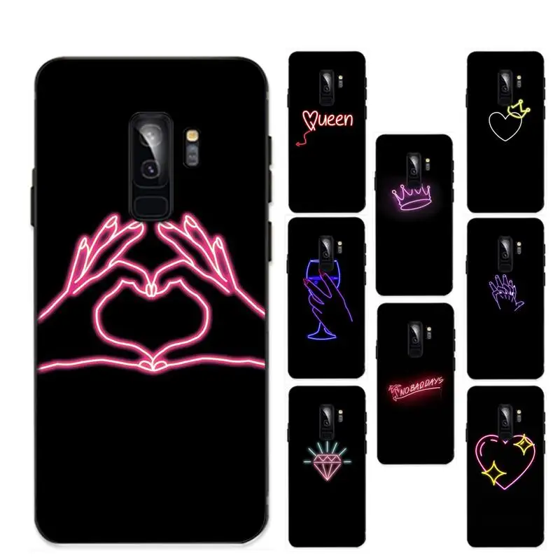 

Black background fluorescent Neon queen rose Phone Case For Samsung Galaxy S 20lite S21 S21ULTRA s20 s20plus for S21plus 20UlTRA