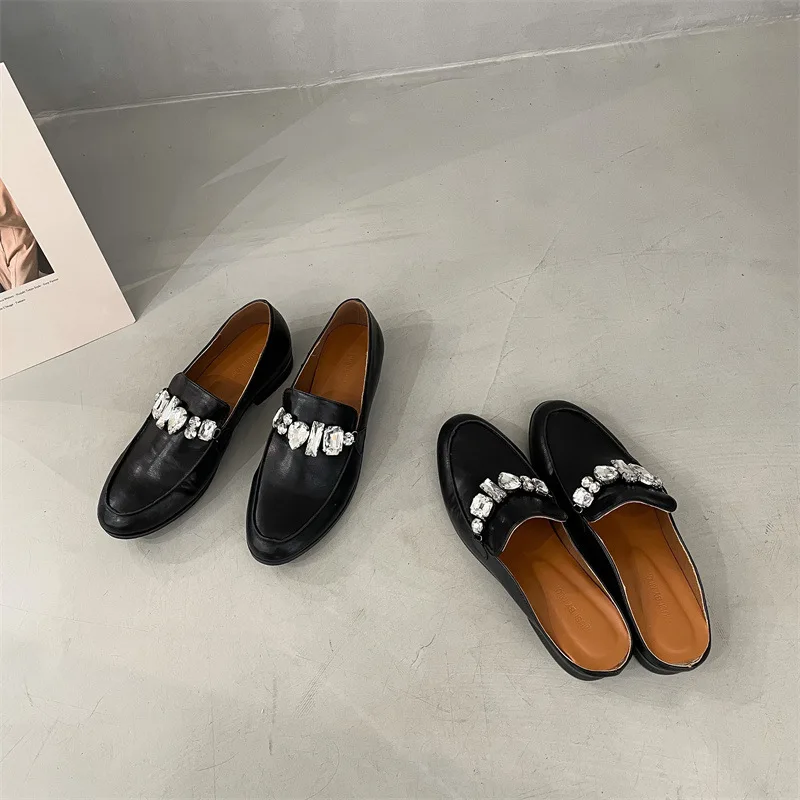 

Женская обувь, Осенние повседневные женские кроссовки со стразами, Модные Туфли-оксфорды на плоской подошве с круглым носком, Осенняя обувь...