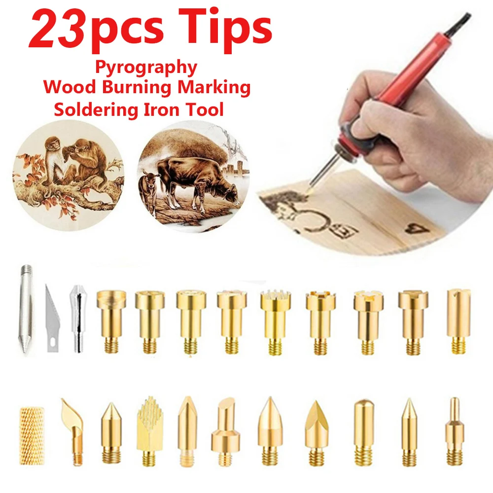 23 шт. латунные наконечники паяльник набор инструментов дровяная маркировка