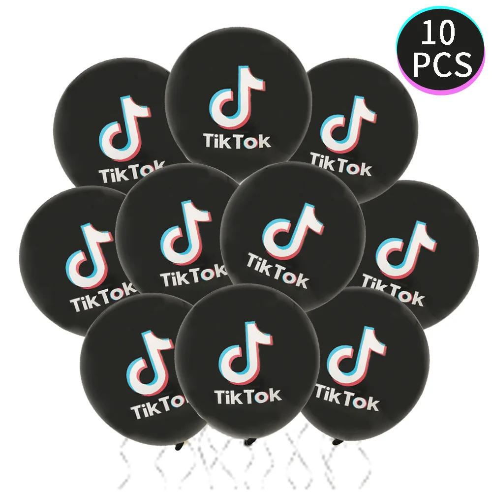 

Tik Tok Balloon Set Various Styles Happy Birthday Theme Party Decoration Sequined Latex Balloon Set Video APP Logo Party