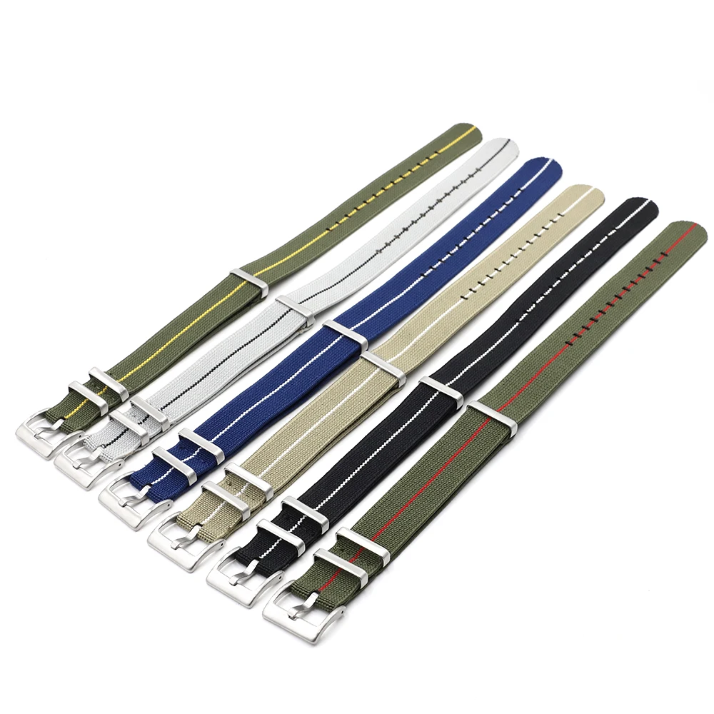 Trendy Brand Nylon Nato Strap Watch Elastic Belt French Troops Parachute Bag Watchband 18mm 20mm 22mm Military Wristwatch