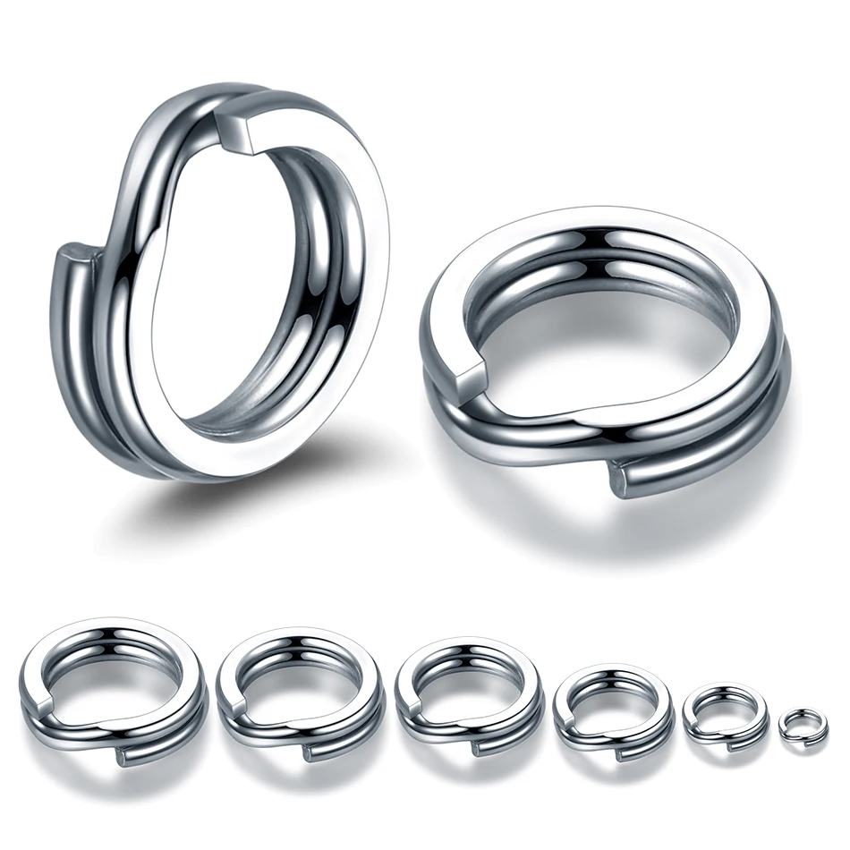 100pcs Fishing Split Rings 3.7-14MM Crank Hard Bait Snap Silver Stainless Steel Double Loop Open Carp Lure Pesca | Спорт и