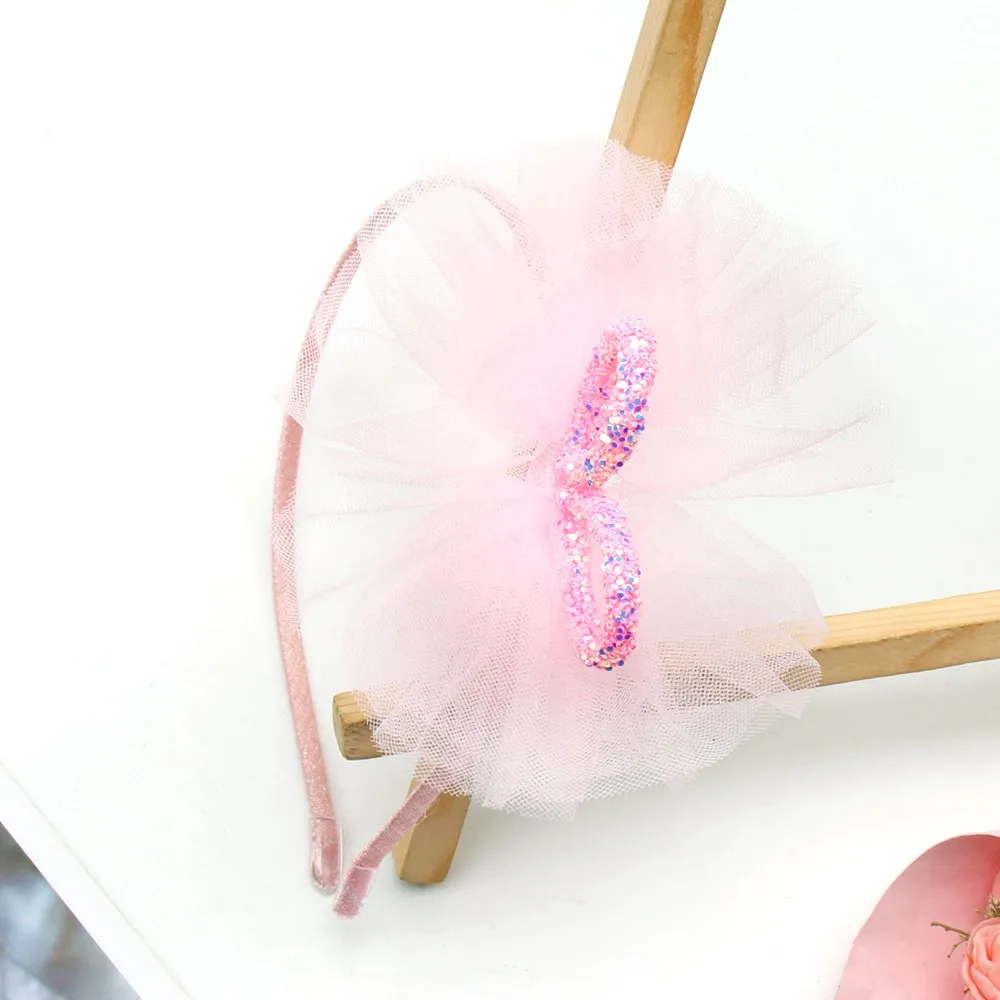 

Сеточка цветы для девочек повязка для волос с блестками заколки в форме сердца принцесса Дети волос обруч Бутик день рождения аксессуары дл...