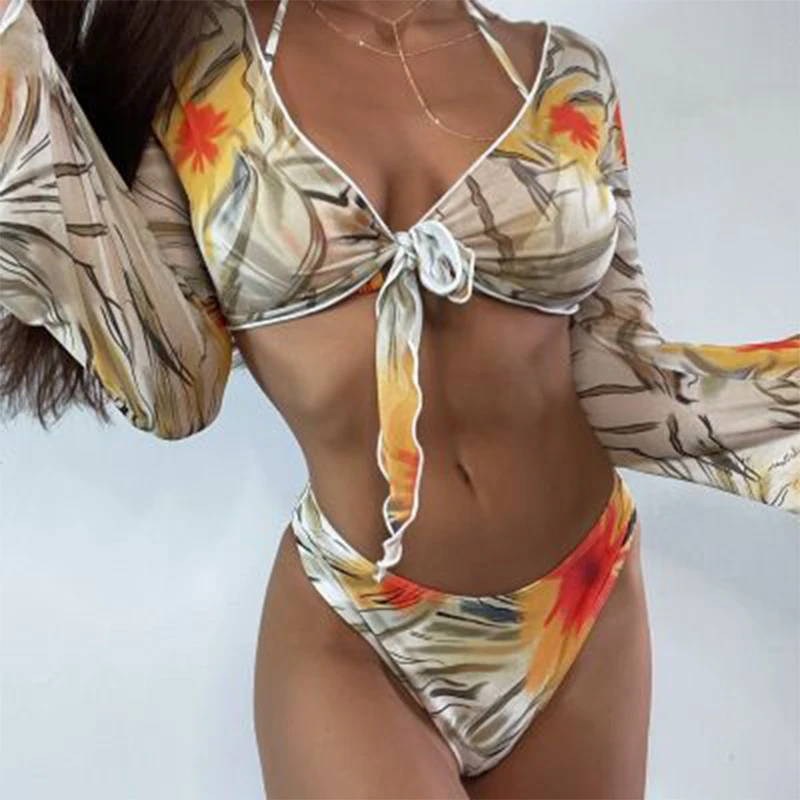 

Женские милые сексуальные повседневные однотонные костюмы с коротким рукавом и открытыми плечами на шнуровке из двух частей купальники пл...