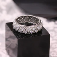 925 sterling silver female sweet ring finger white zircon excellent luxury wedding ring for women girl fashion jewelry
