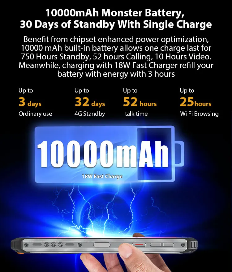 OUKITEL WP6 6.3&quot Octa Core Mobile Phone MT6771T Waterproof Dust Shock 9V/2A 10000mAh Battery 48MP Triple Camera 6GB 128GB | Мобильные