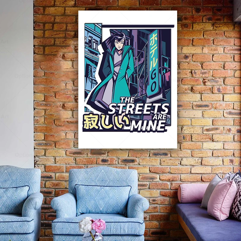 Девушка VAPORWAVE аниме Ретро эстетический постер обои картина настенное Искусство