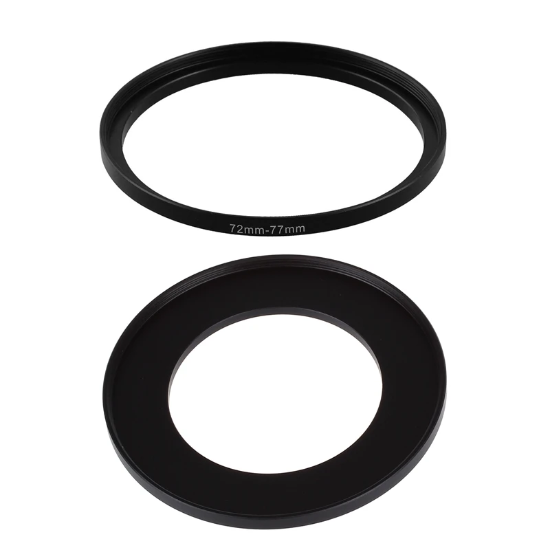 2 Pcs Camera Lens Step Up Filter Black Adapter Ring Metal For 72Mm-77Mm & 52Mm-77Mm | Электроника