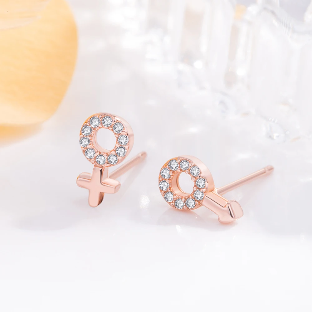 Серьги-гвоздики с символами пары для девочек и мальчиков 100% проба серебро 925