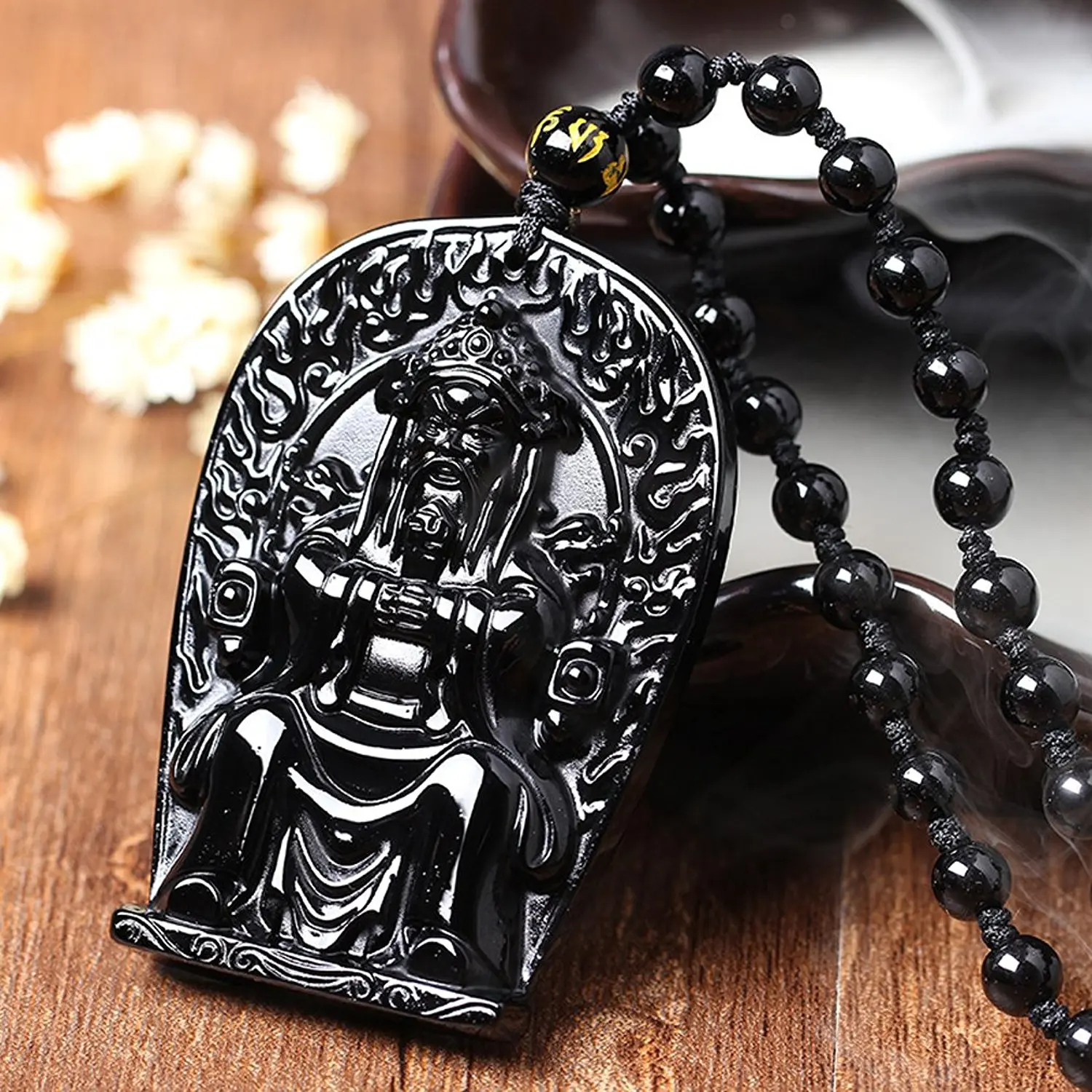 LETSFUN Fine Jewelry 100% чистый натуральный обсидиан деньги Бог богатства маммон Будда