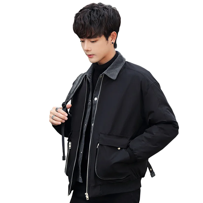 

Japanese clothes zipper leisure holiday two coat couple cotton-padded jacket lapel zipper qiu dong is male