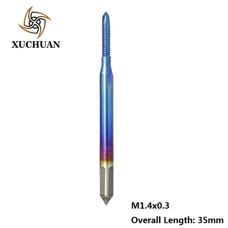 1pc M1.4x0.3 Высокоскоростной стальной 6542 прямой Метчик сверло M1-M1.8 машина кран винт Отверстие Сверло метрический резьбовой кран нано синий с покрытием кран - Цвет: 1pc M1.4x0.3