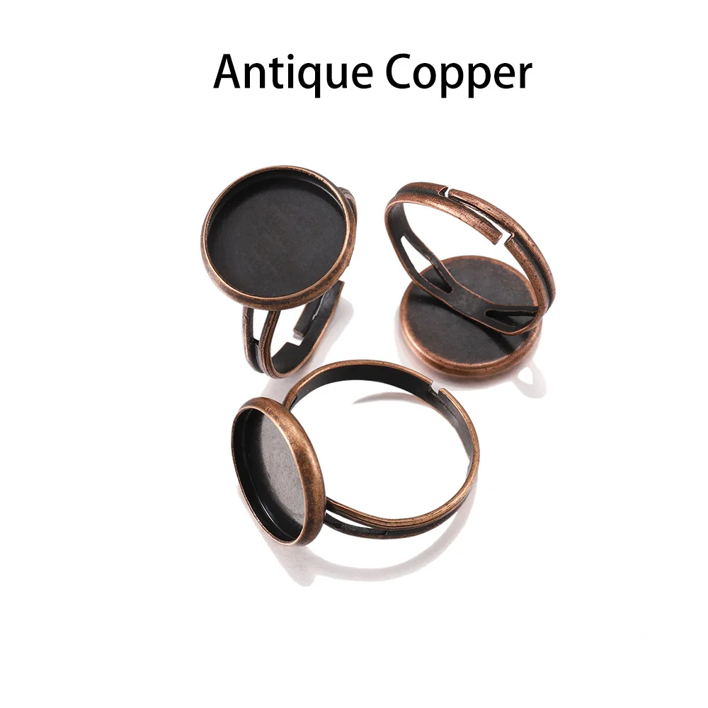 Red Copper 10 шт./лот, Регулируемые Пустые Кольца, основание, диаметр 10, 12, 14, 16, 18, 20, 25 мм, Стеклянные Кабошоны, камея, поднос, сделай сам, кольцо для изготовления ювелирных изделий - Цвет: Red Copper
