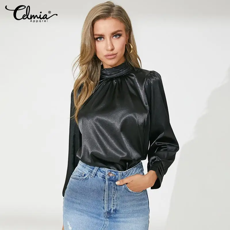 Атласная туника с высоким воротником |