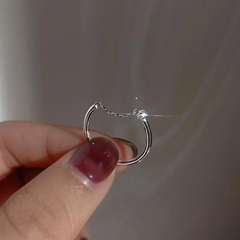 

Exquisite Silver Color Chain Fine Rings for Cocktail Party Women Girls's White Crystal Zircon Rings Finger Ring Wedding Jewelry