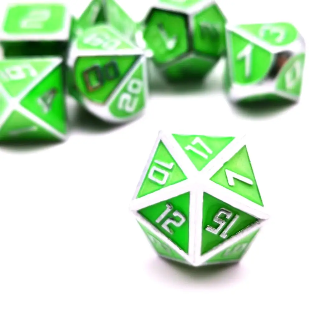 CesieLyn Ночная светящаяся металлическая игра в кости набор DnD 7 шт. RPG Dice MTG D & D4 D6 D8 D10 D12