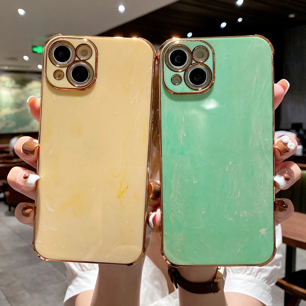 Роскошный позолоченный мраморный чехол для iPhone 13 Pro Max 12 11 Xs X Xr 7 8 Plus