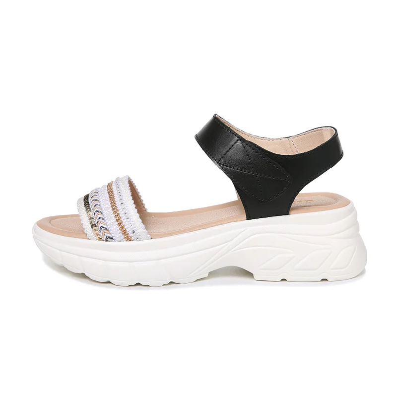 

Open-Toe Platform Sandals, Velcro Color-Blocking Women'S Shoes, Waterproof Platform Women'S Shoes