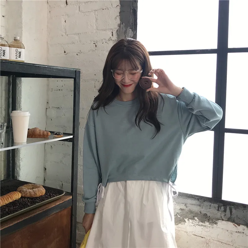 

Women's Clothing high quality sweet Spring and autumn Korean style o-neck loose Sweatshirts fashion ladies tops vetement femme