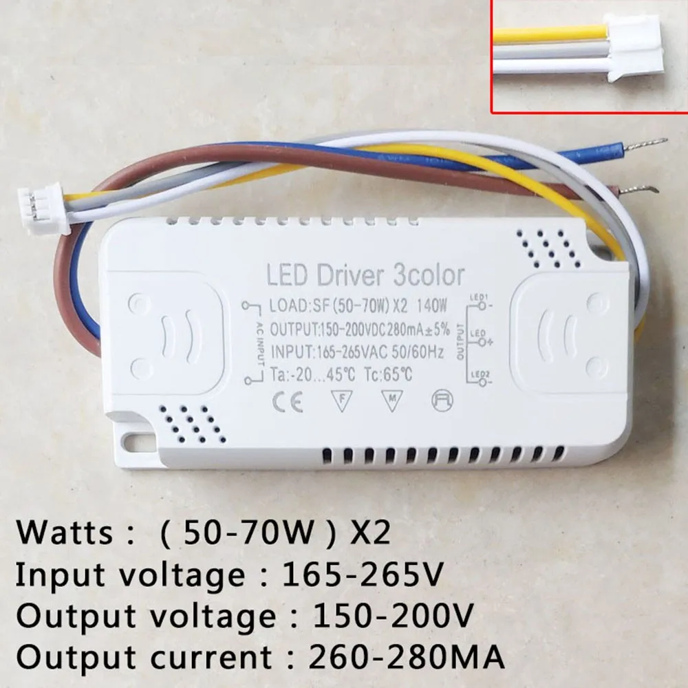 

LED Driver 3 Color Adapter For LED Lighting Non-Isolating Transformer Replacement 8W-70W Constant Current Drive For Ceiling Lamp