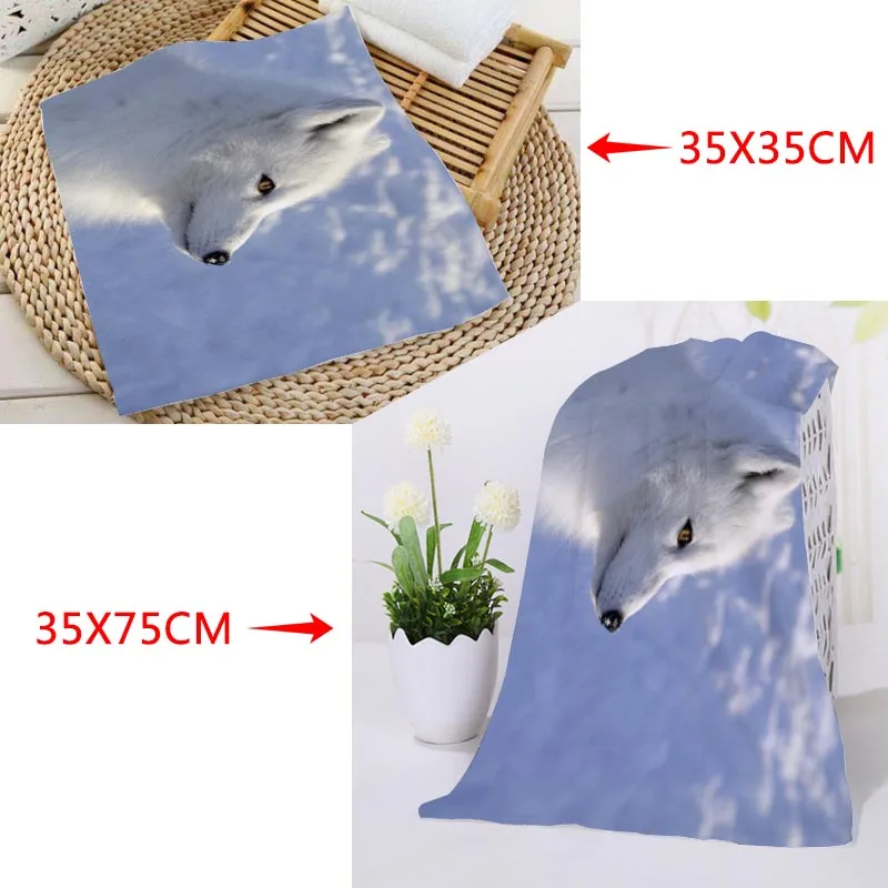 Полотенца квадратные из микрофибры с принтом Арктическая лисица 35x35 см 35x75 | Дом и