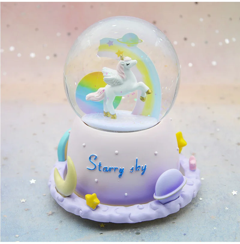 Fantacy Starry Sky Universe Miniature Model Snow Globe Crystal Ball Christmas Music Box Christmas Home Decoration Birthday Gift