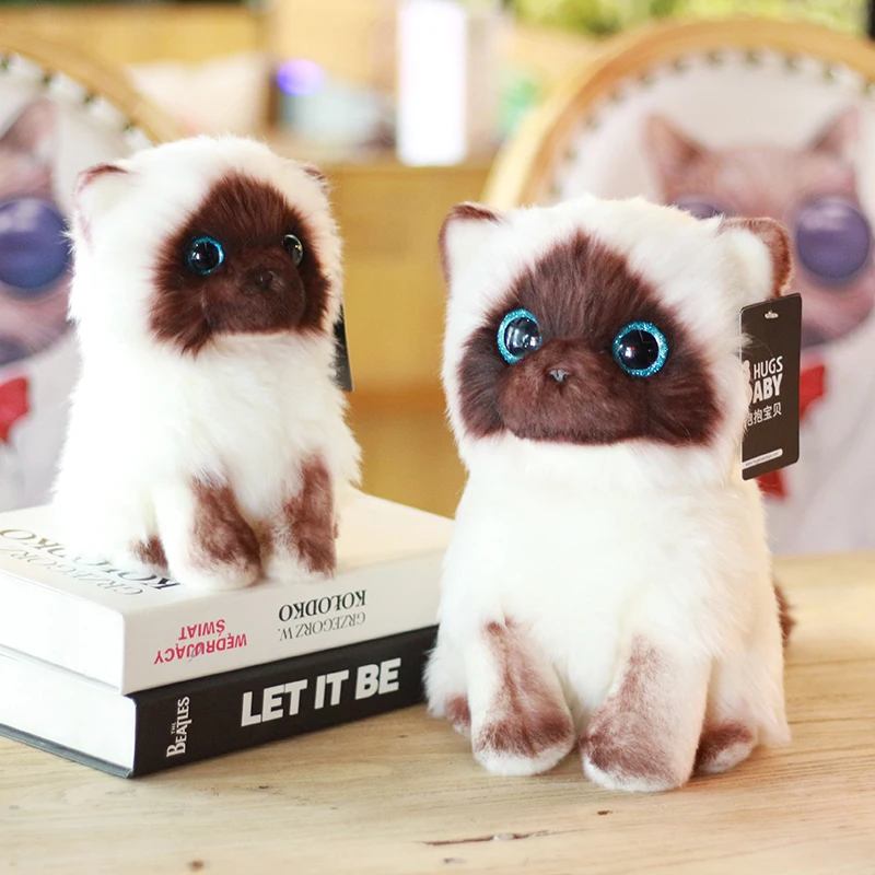 Плюшевая игрушка мягкая мультяшное животное сиамская кошка имитация котенка