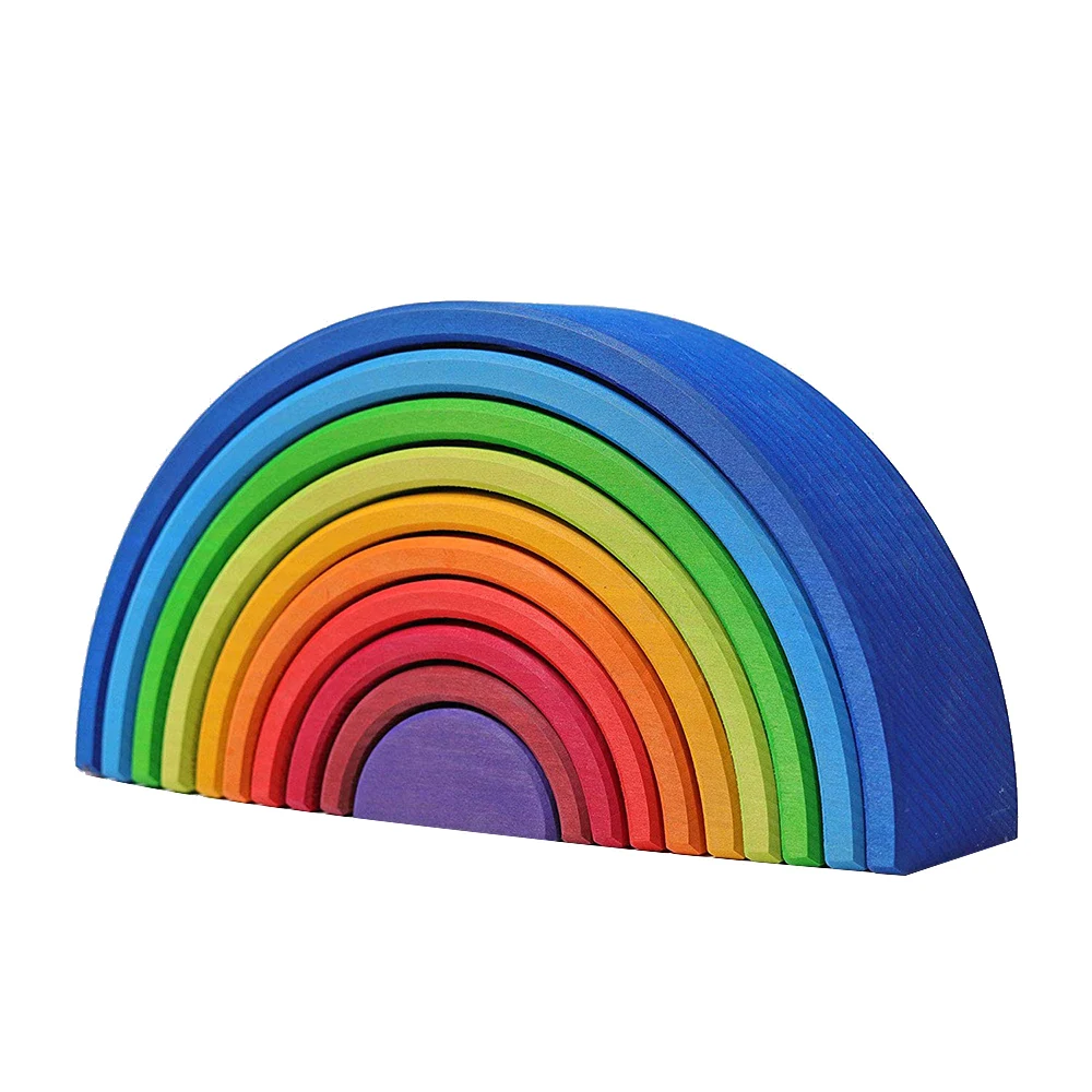 

10Pcs Wooden Building Blocks Toy Kids Wooden Rainbow Blocks Children Baby Montessori Educational Toy Gift Baby Room Decor