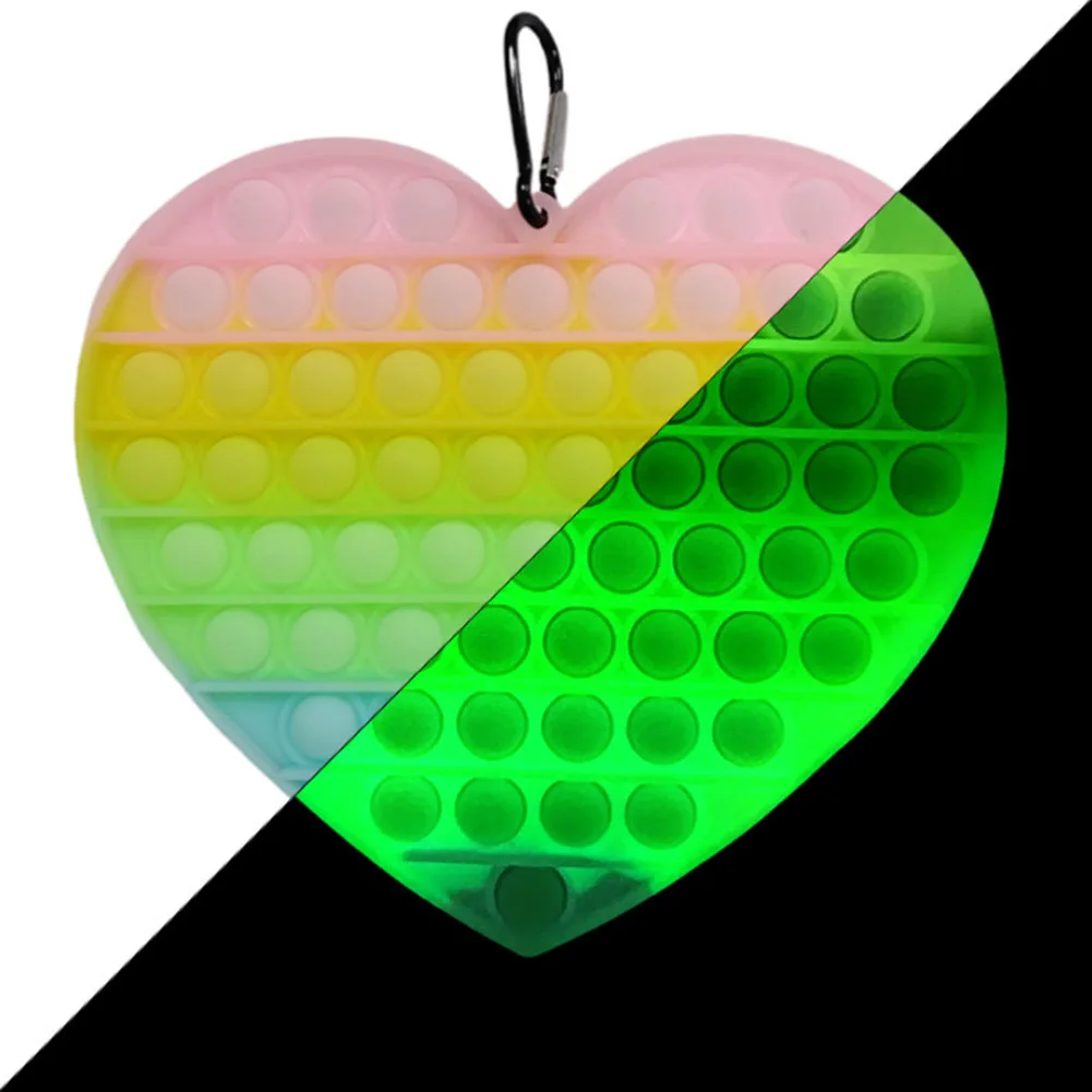 

Heart Shaped Luminous Push Bubble Fidget Toys Autism Needs Glow Stress Relief Toy for Children Adult Gifts Antistress Toys