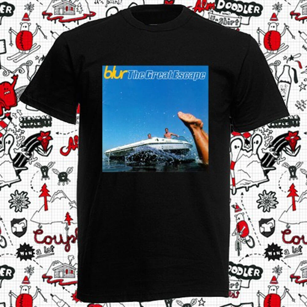 Новинка Мужская черная футболка Blur The Great Escape рок группа размеры от S до 3XL уличная