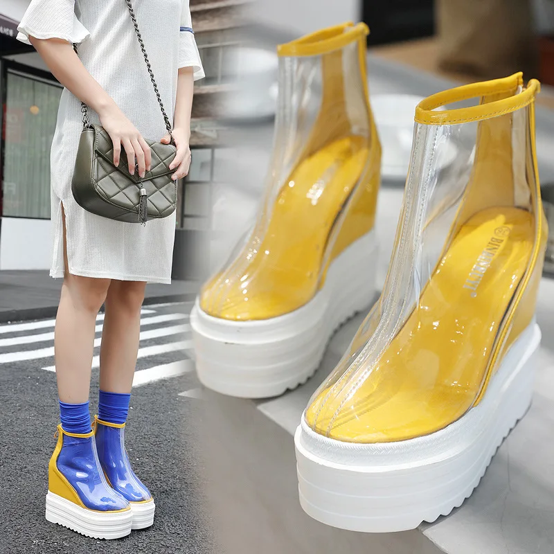 Женские Прозрачные ботинки новинка 2019 европейские и американские короткие на