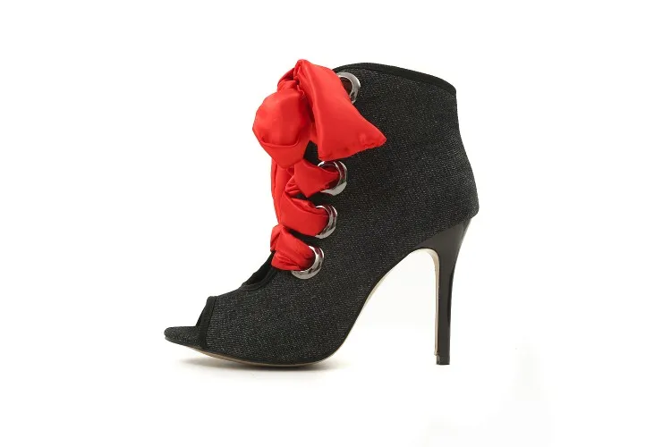 Big Size 9 10 11 12 high heels sandals women shoes woman summer ladies Lace jeans with lace across the mouth | Обувь