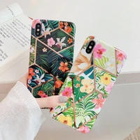 electroplated geometric stitching phone case for iphone 11 pro max xr x xs max 6 6s 7 8 plus se 2020 soft floral back cover