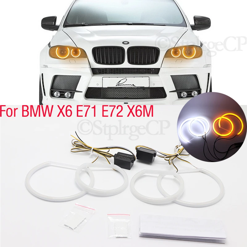 

SMD cotton light LED angel eyes white and yellow DRL kit For BMW X6 E71 E72 X6M 2008 2009 2010 2011 2012 2013 2014 accessories