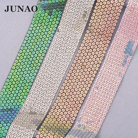 junao 1 yard 36mm glitter sequins trim sewing round paillett sequin ribbon braid sequins fabric material for wedding dress