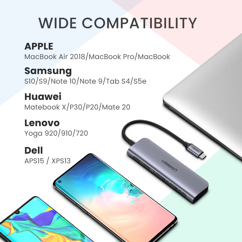 Ugreen USB C концентратор type C к Мульти USB 3,0 концентратор HDMI адаптер док-станция для MacBook Pro huawei mate 30 USB-C 3,1 разветвитель порт type C концентратор
