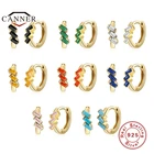 Автоклав 925 стерлингового серебра с геометрическим узором прямоугольной формы серьги-кольца с цирконом для женщин, позолоченные пирсинг ювелирные Pendientes