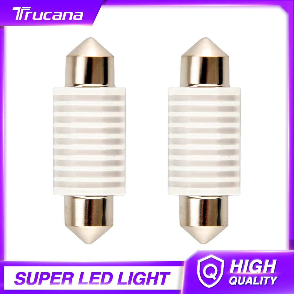 

Trucana 2pcs Dome Festoon Car Light CANBUS Error Free C5W LED Lamp Auto Bulb Interior Light 36mm 2SMD 3030 LED White 12V 24V