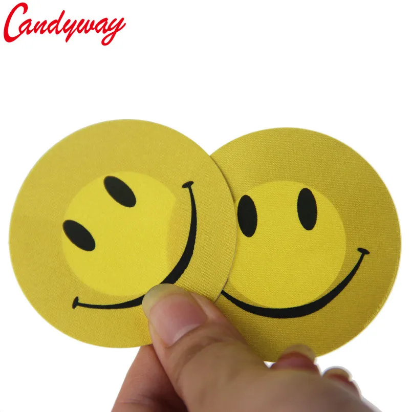 Candiway смешной желтый смайлик adhensible одноразовая Нетканая ткань наклейка на сосок