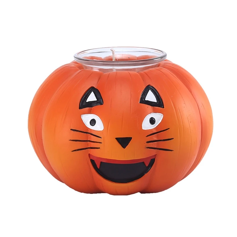 

Креативное украшение на Хэллоуин, подсвечник с кошачьим лицом и тыквой, украшение вечерние, маскарада