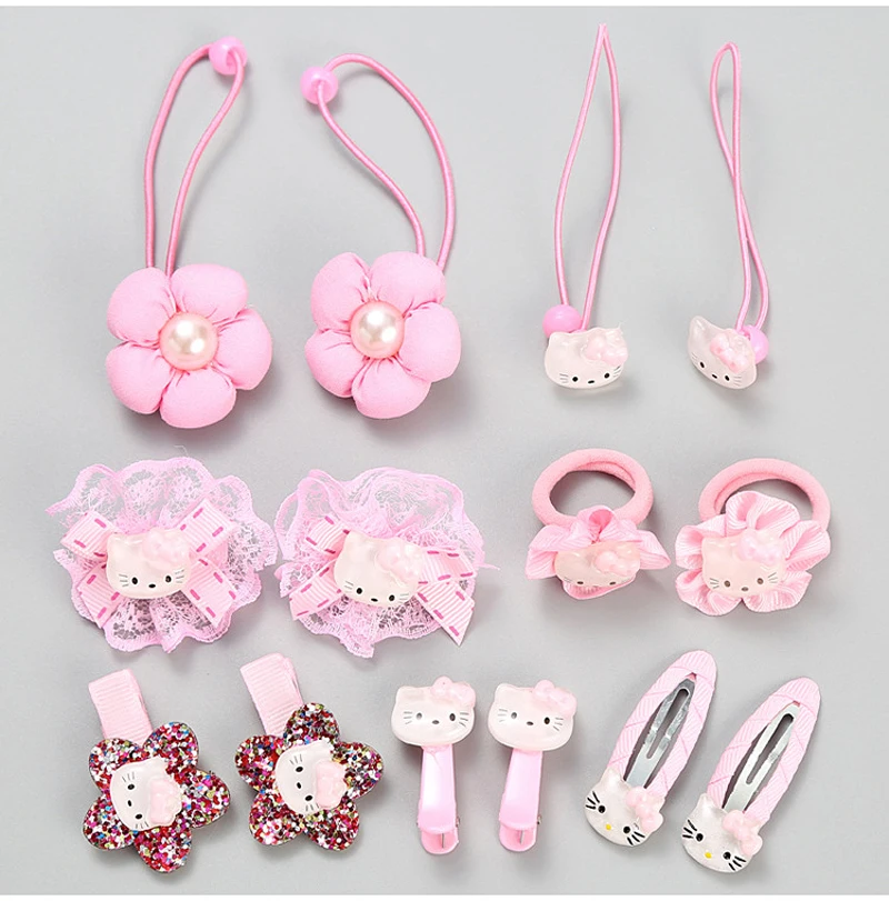 Hello kitty Аксессуары для волос Набор заколки для волос эластичные ленты для волос Детские Девочки ожерелья, браслеты, ювелирные изделия подарки на Рождество и день рождения
