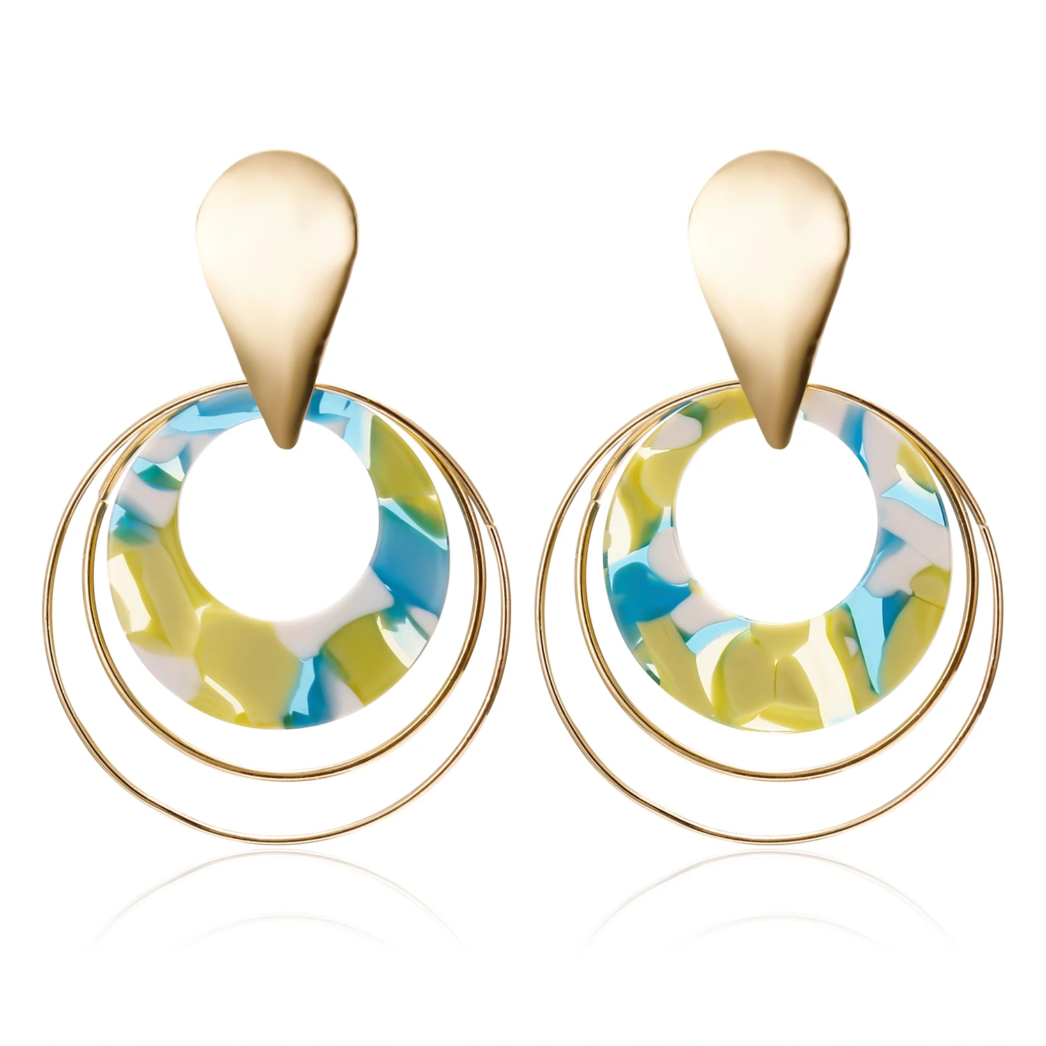 Rinhoo 1 пара Элегантные Красочные простые геометрические формы акриловые серьги-подвески из сплава для женщин женские изысканные очаровательные ювелирные изделия подарок - Окраска металла: ER18Y1263-3