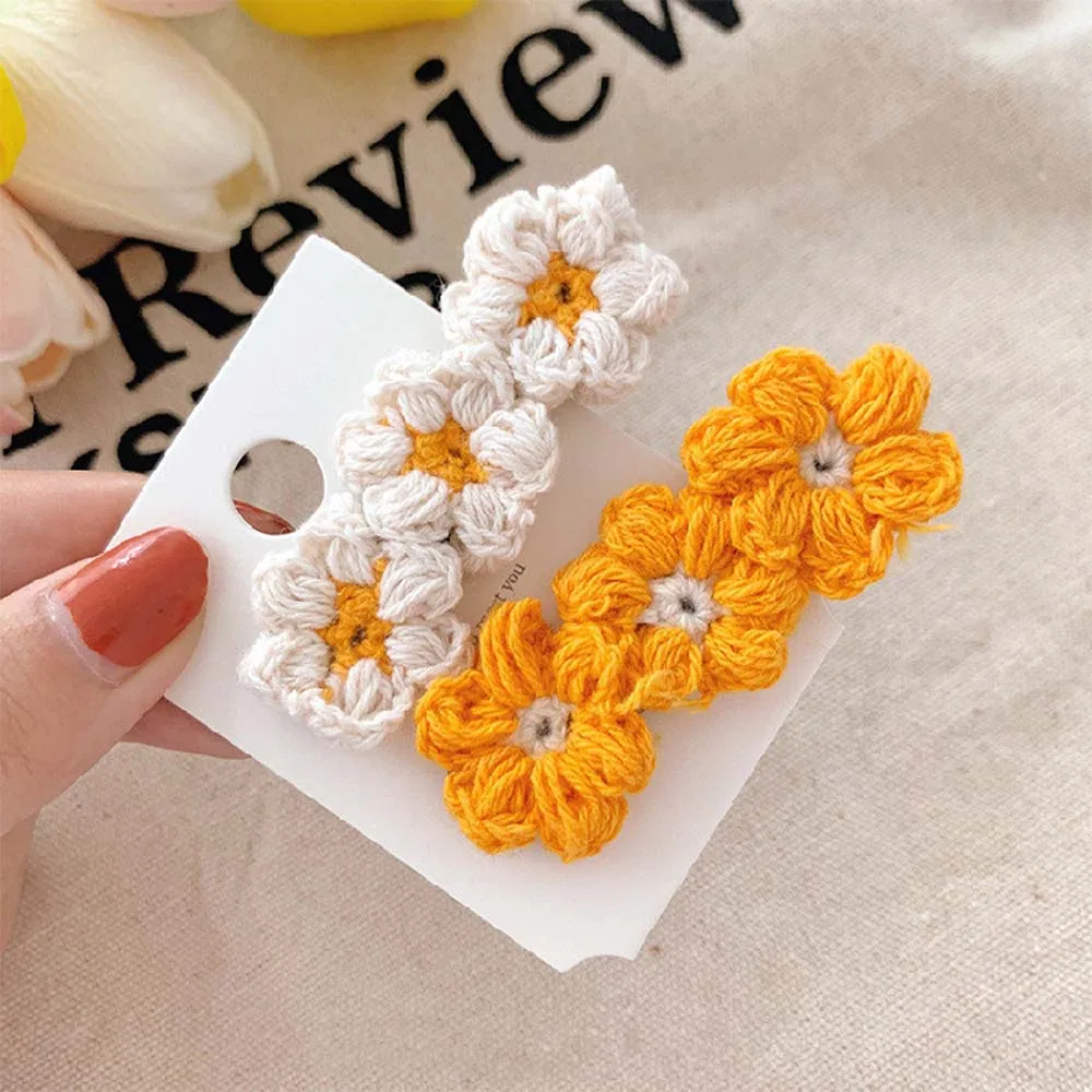 Женская свежая плетеная заколка для волос с маргаритками шерстяные шпильки