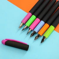 fountain pen with ink catridge rubber barrel bright colors 6colors blue ink new mould for office student etc 0 5mm tip