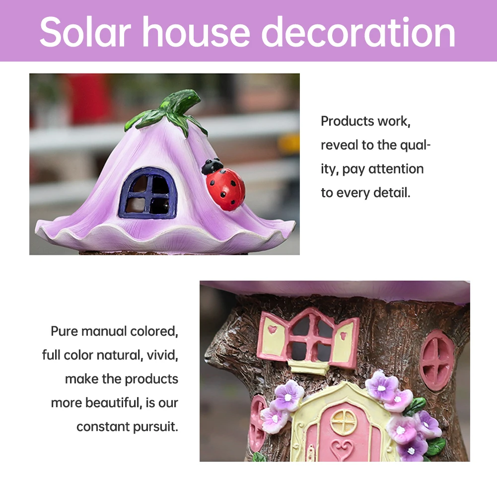 

Solar Ornament Lights Craft Miniature Resin LED Sculpture Mushroom Garden House Decoration Led Light Yard Walkway FIllumination