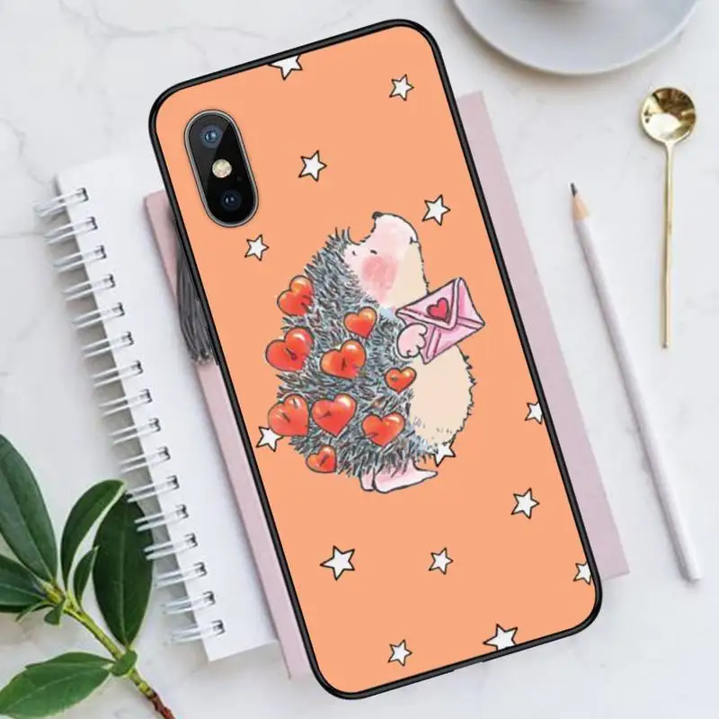 

caut cartoon Kawaii Hedgehog Heart Phone Case for iPhone 11 12 pro XS MAX 8 7 6 6S Plus X 5S SE 2020 XR funda coque