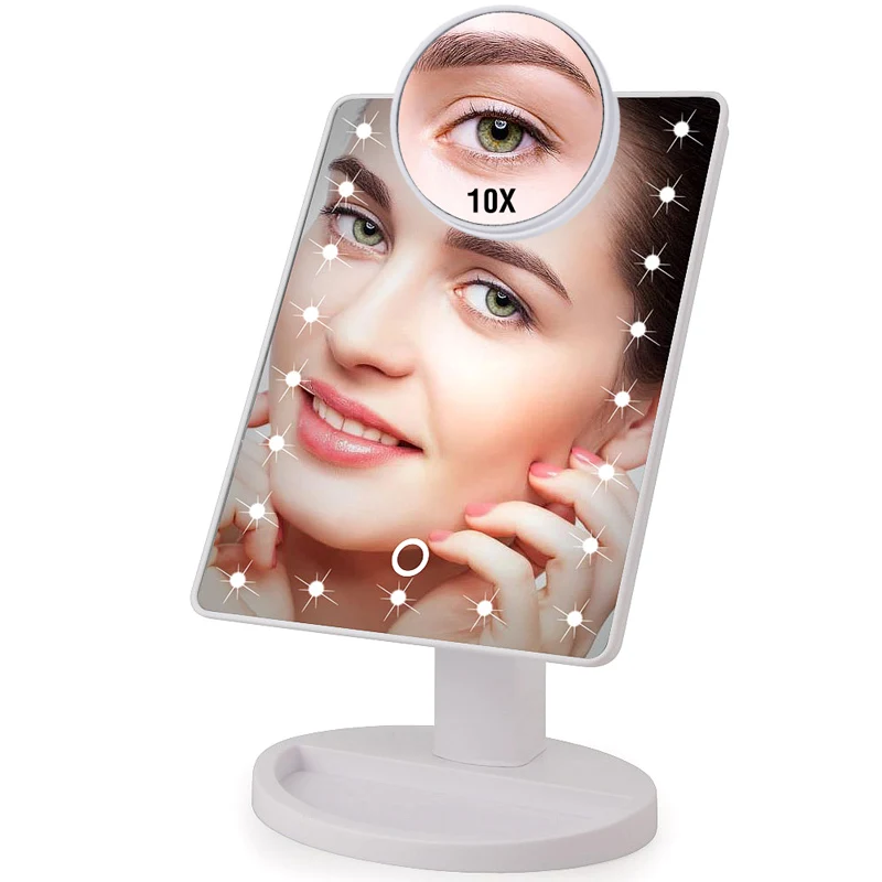22 Led Lights White 22 светодиодный светильник с сенсорным экраном, зеркало для макияжа, дропшиппинг, цена по сниженной цене 1X 10X, яркий регулируемый USB или батареи, 16 ламп - Цвет: 22 Led Lights White